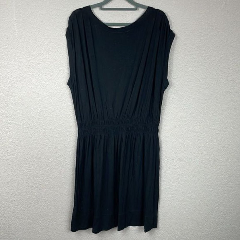 Banana Republic Black Modal Sleeveless V Neck Smocked Waist Dress Casual Sz L - Picture 9 of 9